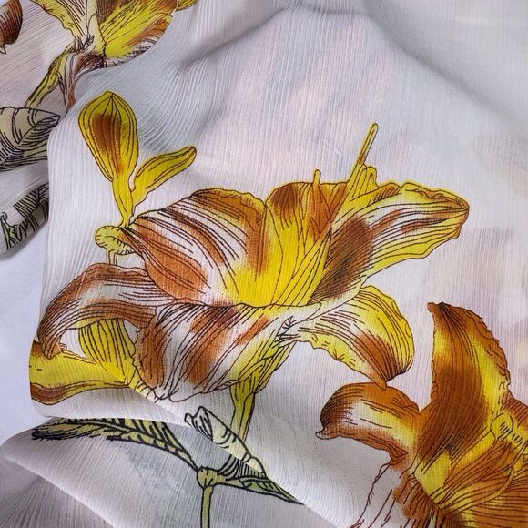 Versona Sheer XL Cream Floral Boho Top Blouse Bell Sleeves Office Dinner Party - Picture 10 of 10